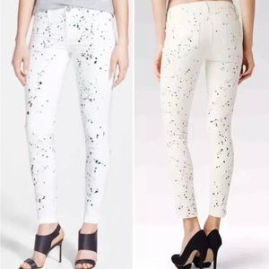 Paige Jeans White Verdugo Ankle Paint Spatter 26